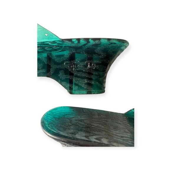 Vintage 60s Jelly Slide Sandals – Size 7, Green Plastic Wedge Heels made in USA - Picture 15 of 15